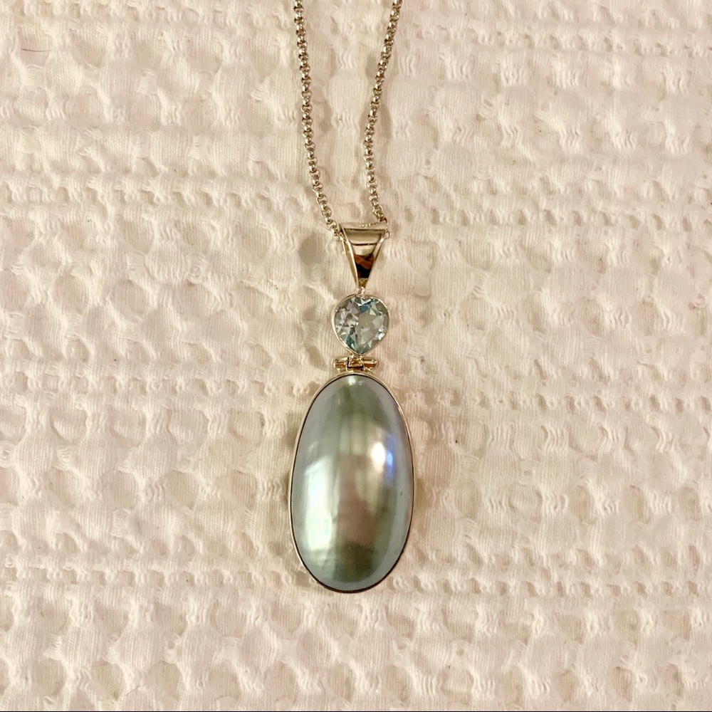 NWT Silver and Blue Topaz Pendant